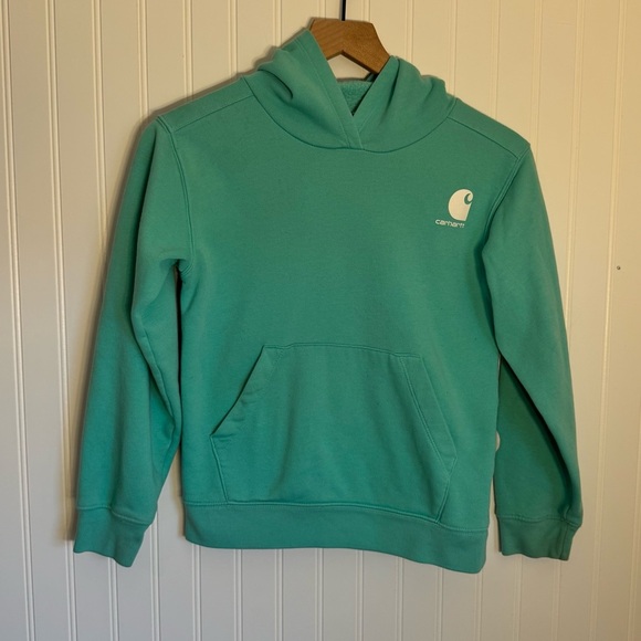 Carhartt Girl’s Teal Hooded Sweatshirt with Front Pocket Size Small (8) - Picture 1 of 13